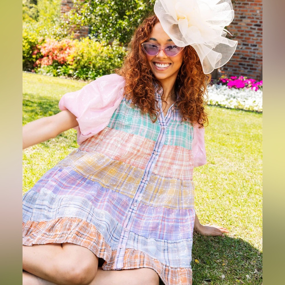 EUC Queen of Sparkles Plaid Sequin Dress